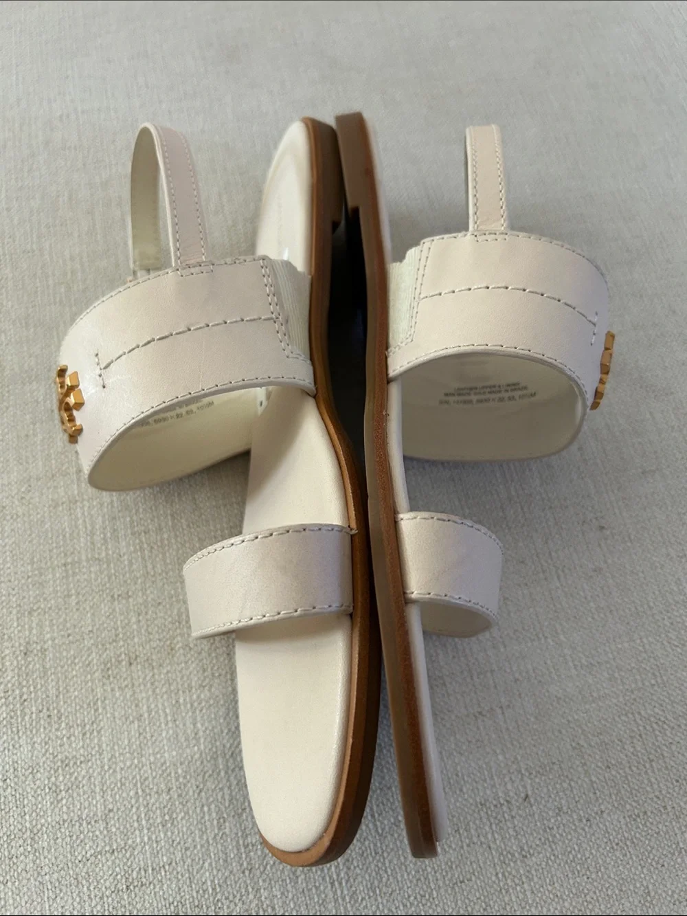 TORY BURCH Mini Everly Back Strap Leather Sandal In Ivory, Size 10.5, NWT no box
